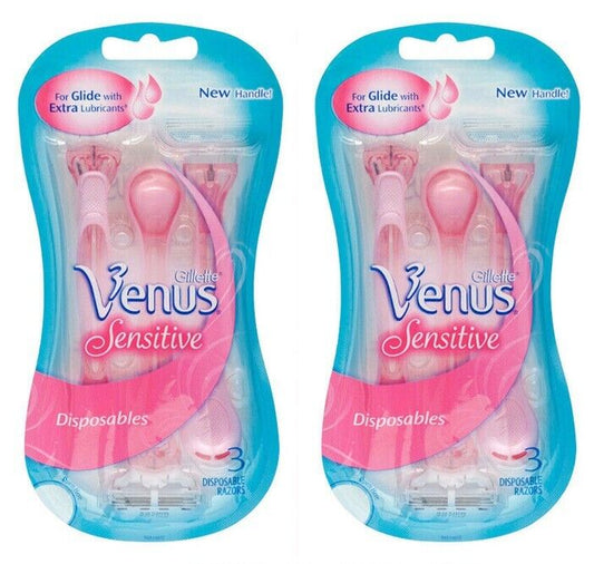 2 x Gillette Venus Sensitive disposables gentle smoothness in 1 stroke