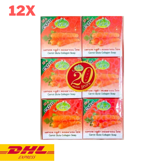 12x Jam Carrot Gluta Collagen Soap Bar Face Body Brightening Moisturizing 65 g