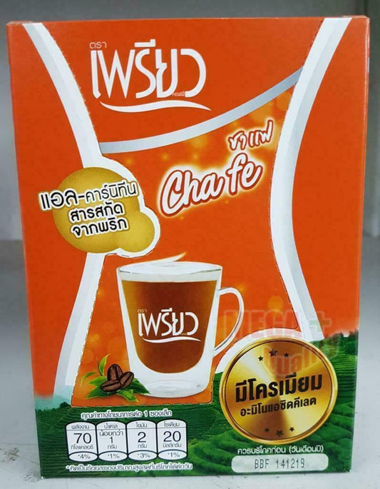 Preaw Chafe Instant Coffee Powder Tea L-carnitine Capsicum Extract 10 Sachets