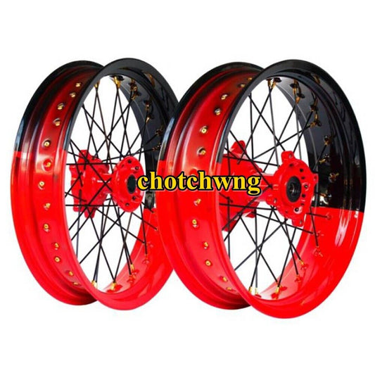 Wheels Set Honda CRF250/300L/M/Rally Front Wide 3.50 Rear Wide 4.50 Black / Red