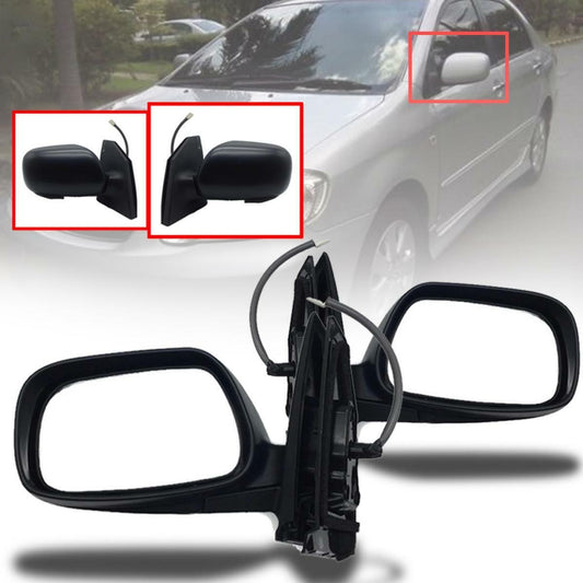 Black Side Door Mirror Pair Electric For Toyota Corolla E120 Sedan 2001-2007