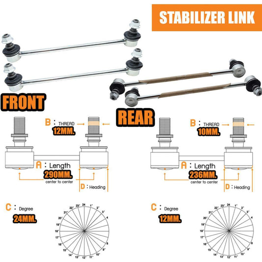 4x Stabilizer Link Front Rear For Toyota Camry ACV40 2006 2007 2008 Sedan