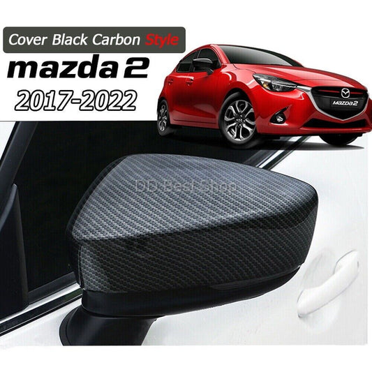 Cover Cap Gloss Black Carbon fiber JMD Side Mirror Style For Mazda 2 2017-2021