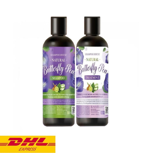 Shampoo House Natural Butterfly Pea Shampoo & Treatment Khunsri Hair Scalp SET