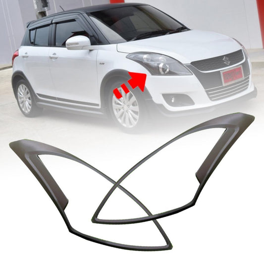 SET Head Lamp Light Cover Black For Suzuki Swift 2012-17 2PCS Exterior