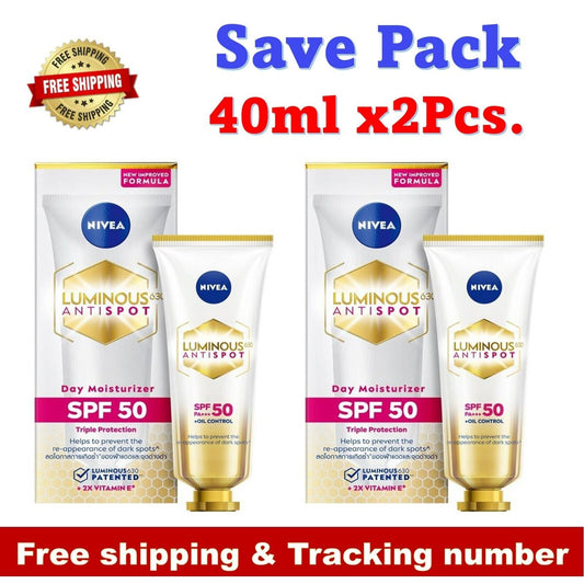 2x Nivea Luminous 630 Spot Clear Sun Protect SPF50 PA+++ Oil Control 40ml