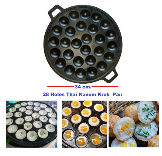 28 Holes Thai Kanom Krok Coconut Dessert Baking Pan Steel Kitchen Tools Molds