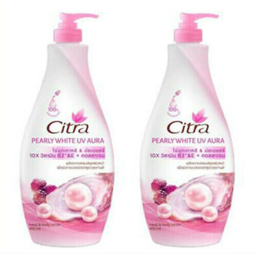 2 x 400ml Citra Pearly White UV Aura Korea Pearl + Mulberry Hand And Body Lotion