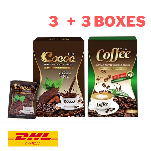 3x LD Cocoa +3x LD Coffee Instant Drink Powder Weight Management Fat Sugar 0%