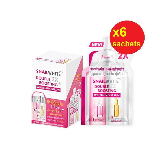 Snail White Double 2X Boosting Whitening Serum Dark Spots VitC+Hya 6 sachets/box