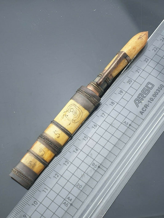 Antiques Talisman MEED MOH LP DERM Yantra KNIFE PROTECT LUCK WAT NONG PHO AMULET