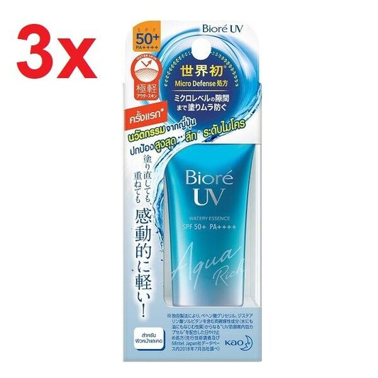 3x Biore UV Aqua Rich Watery Essence Sunblock Cream SPF50+ PA++++ Japan 15g