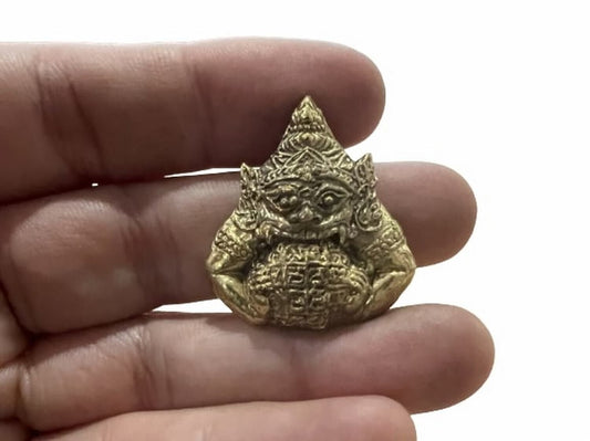 Powerful Brass Giant Phra Rahu Om Chan Moon Eater Thai Wealth Amulet Statue