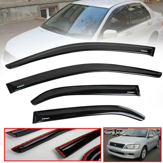 Window Rain Visor Sun Guard Gloss Black Fit Mitsubishi Lancer Cedia EX 2000-2007
