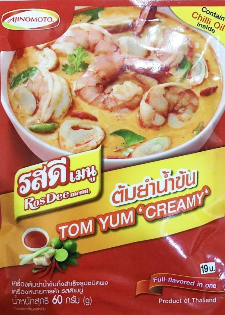 4 x Ajinomoto Ros Dee Menu TOM YUM CREAMY Thai Food Seasoning Easy Cooking 60g.