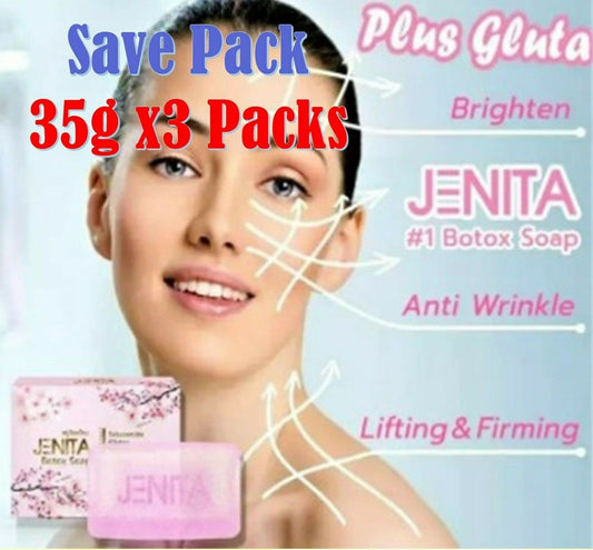 3x JENITA Silk Soap Formula Clear Face Plus Gluta Wrinkles Sagging Freckles 35g