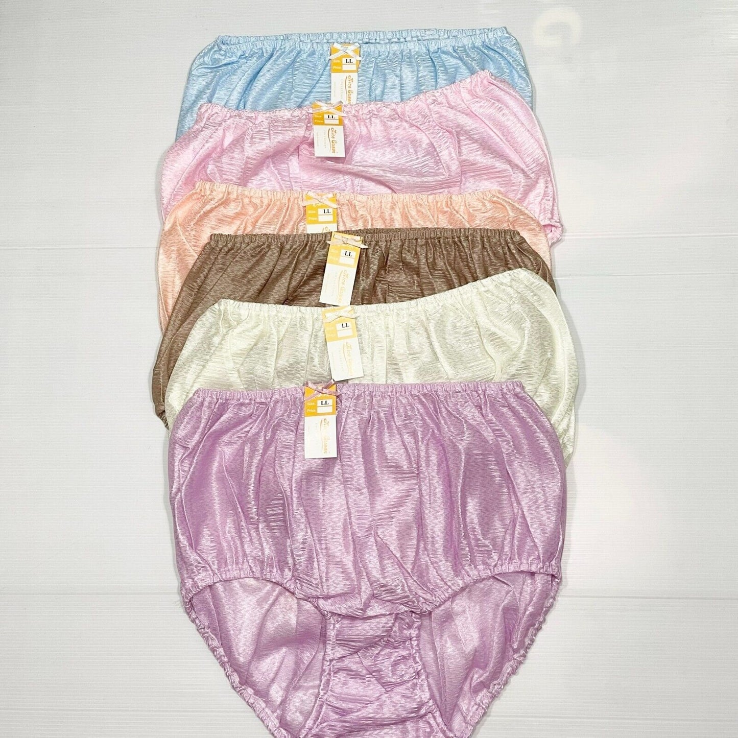 x6 Vintage Nylon Silky Panties Women Knickers Hi Briefs Sissy Underwear Size LL