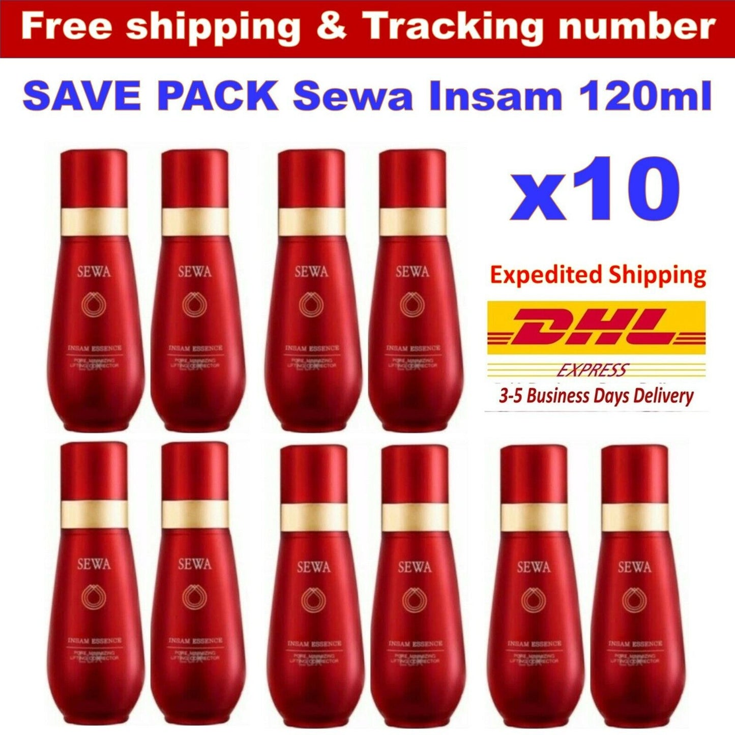 10 x SEWA INSAM ESSENCE Firming Pore Lifting Antioxidant Minimizing Ginseng Skin