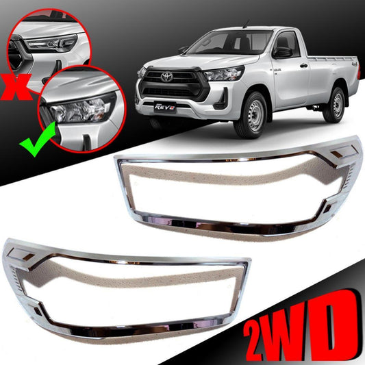 Cover Head Lamp Light Chrome Halogen Type For Toyota Hilux Pickup Ute 2020 2021