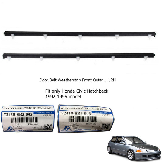 Door Belt Weatherstrip Outer RH LH For Honda Civic Hatchback 3DR 1992-1995