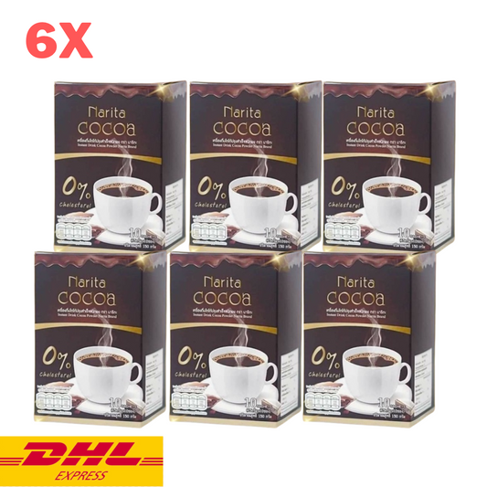 6x Narita Cocoa Instant Drink Powder Control Hunger Help Excretion No Sugar