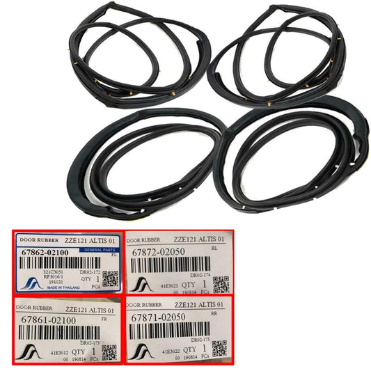 4X Outer Door Seal Rubber Weatherstrip For Toyota Corolla Sedan 2001-2007