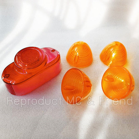 Set 5 pcs. : Tail Light Lens + Turn Signal Lens For Honda C50 C65 C90 S90 CL90
