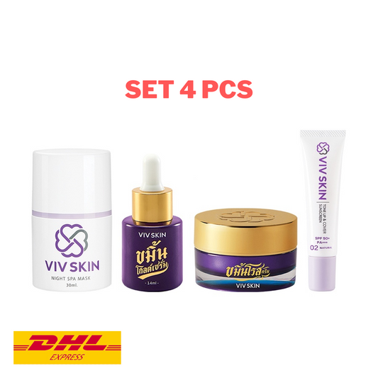 VIV Skin Kamin Gold Serum +Rose Cream +Night Spa Mask +Sunscreen (Set4pcs)