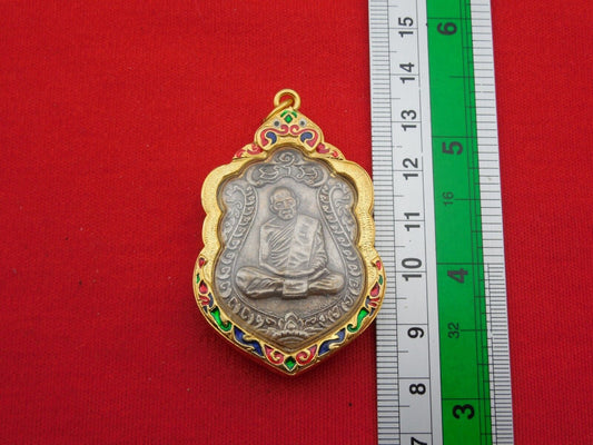 YANT Metal Phra LP Tim Wat Laharn Rai Thai Buddha Talisman Magic Pendant Amulet