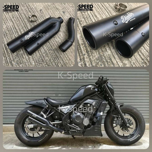 Diablo Motorcycle exhaust Twin shots Slip on For Honda Rebel 500 2017 - 2021