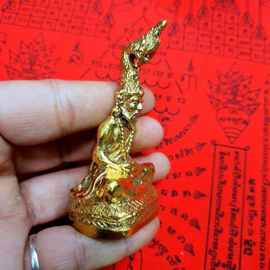 Naga Lersi Hermit Figure Brass Statue Mantra Thai Talisman Buddha Amulet