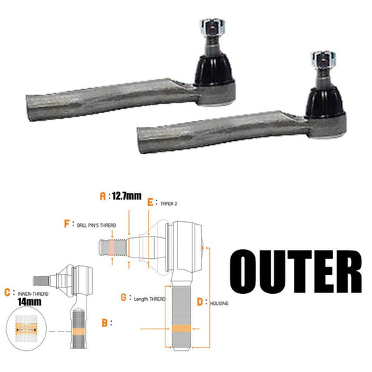 2 PCs Tie Rod End Outer For Toyota Corolla 2000-2007 E120 ZZE122 Sedan