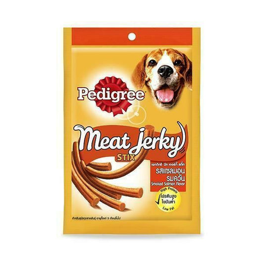 Pedigree Meat Jerky Stix Grilled Smoked Salmon Flavor Tasting Real Meat 60g.