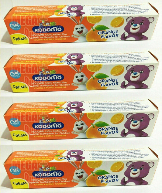 4 x Kodomo lion xylitol toothpaste Cream fluoride for children orange 40g