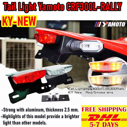Tail Light For Honda CRF300L-RALLY KY-NEW Aluminum 2.5 mm Thickness Red / Smoke