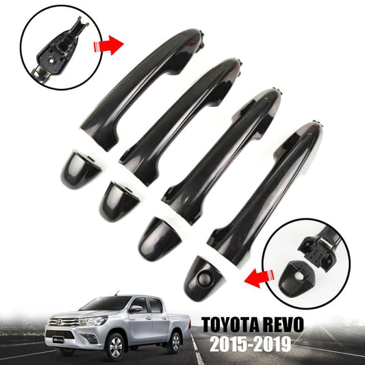 SET Exterior Outer Door Handle Gross Black For Toyota Hilux Revo Pickup 2015-19