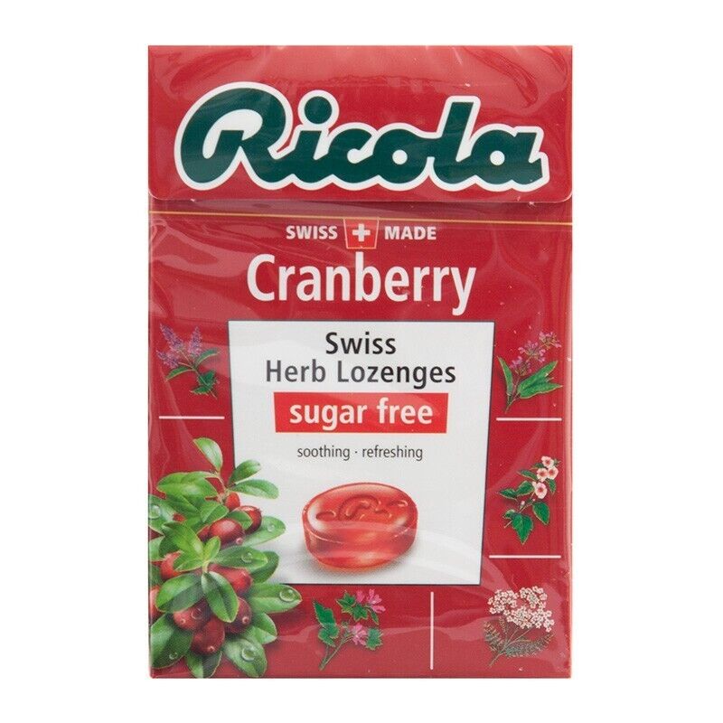 12x Ricola Cranberry Swiss Herb Lozenges Sugar Free Candy Soothing Refreshing
