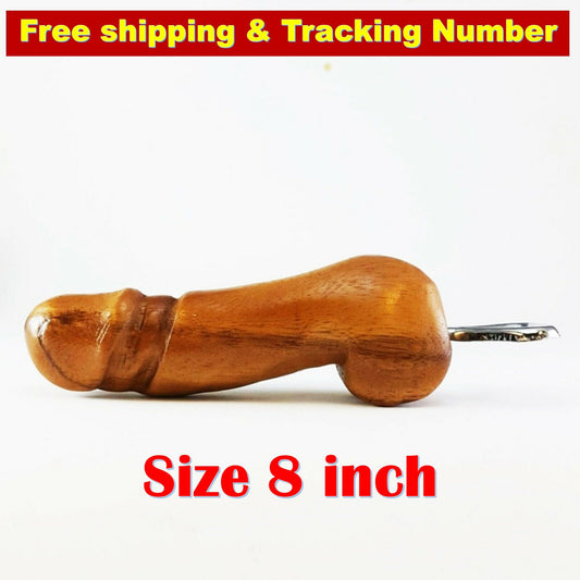 Bottle Opener Penis Shape Wooden Handle Wood Handicraft Tools Bar Gift 8"