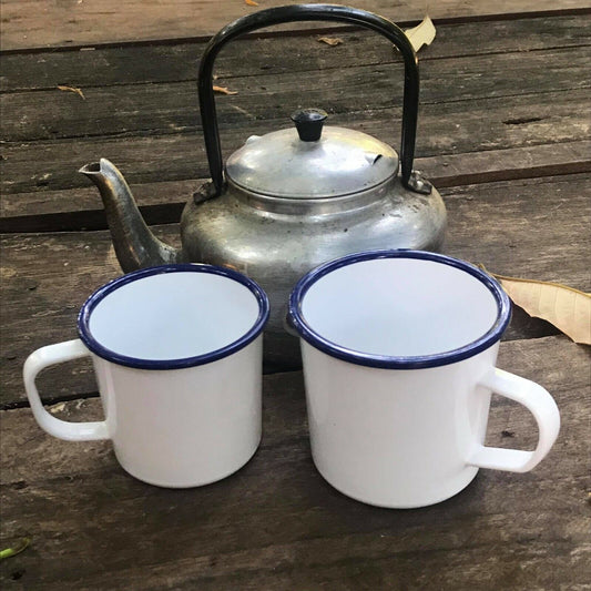 Cup Mug Enamel Melamine Trim Coffee Drink Beverage Camping Home Party Cafe
