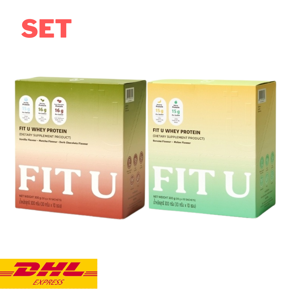 Fit U Whey Protein Mixed Signature + Melonana Flavor Drink Powder Meal Replace