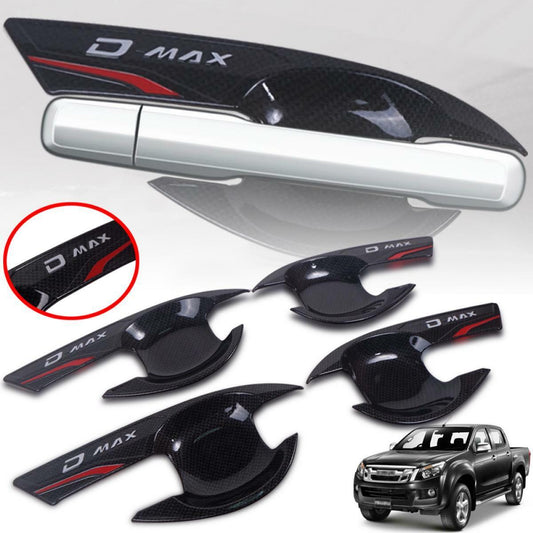 Door Handle Bowl Cover Black Carbon For Isuzu Dmax Holden Rodeo Pickup 2012-2018