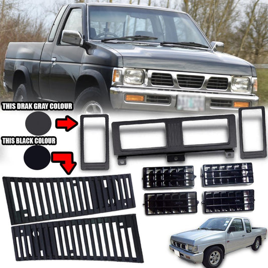 Set Black Air Vent Grille Frame Hood Fits Nissan D21 Hardbody 1987-1997 Pickup