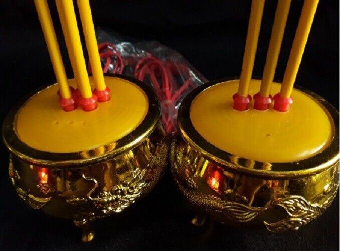 Thai Buddhist Golden color dragon electric Incense Burner Joss Stick Pot Home