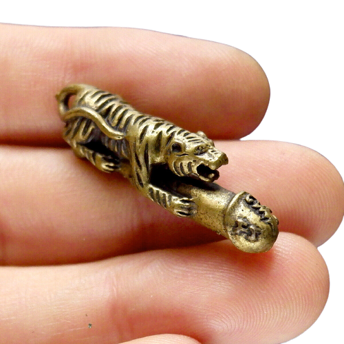 Brass Paladkik Tiger Thai Amulet Locket Fascination Talisman Astrology Figure