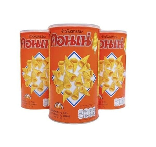 3 Cans Cornae Crispy Corn Chips Original Flavor Thai Snack Home Party Camping