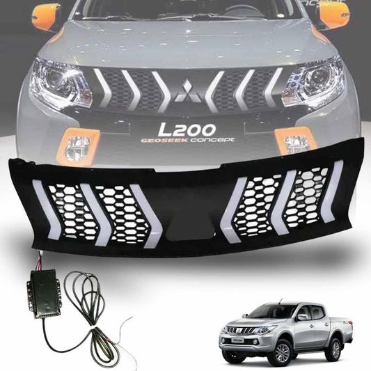 Black Front Grille LED Bar For Mitsubishi Triton L200 MQ 2015-2018 Pickup