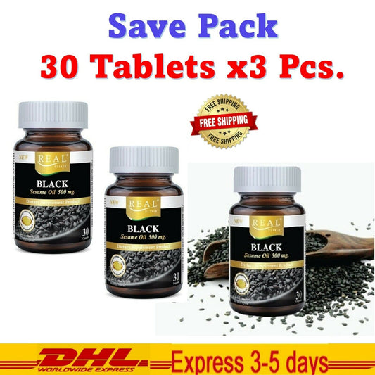 3x Real Elixir Black Sesame Oil 500mg Nourish Nervous System & Brain
