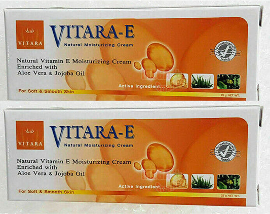 2 x VITARA-E Natural Vitamin E Moisturizing Cream Stretch Marks Wrinkles 25g