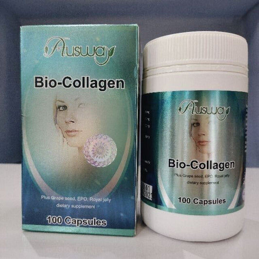 Ausway Bio Collagen Premium Grape Seed Royal Jelly Acne Skin Healthy 100 Caps