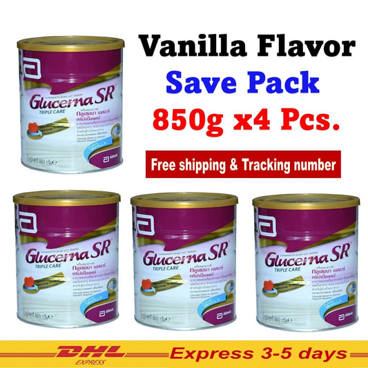 4x Abbott Glucerna SR Triple Care Diabetic Milk Powder Vanilla Flavor 850g